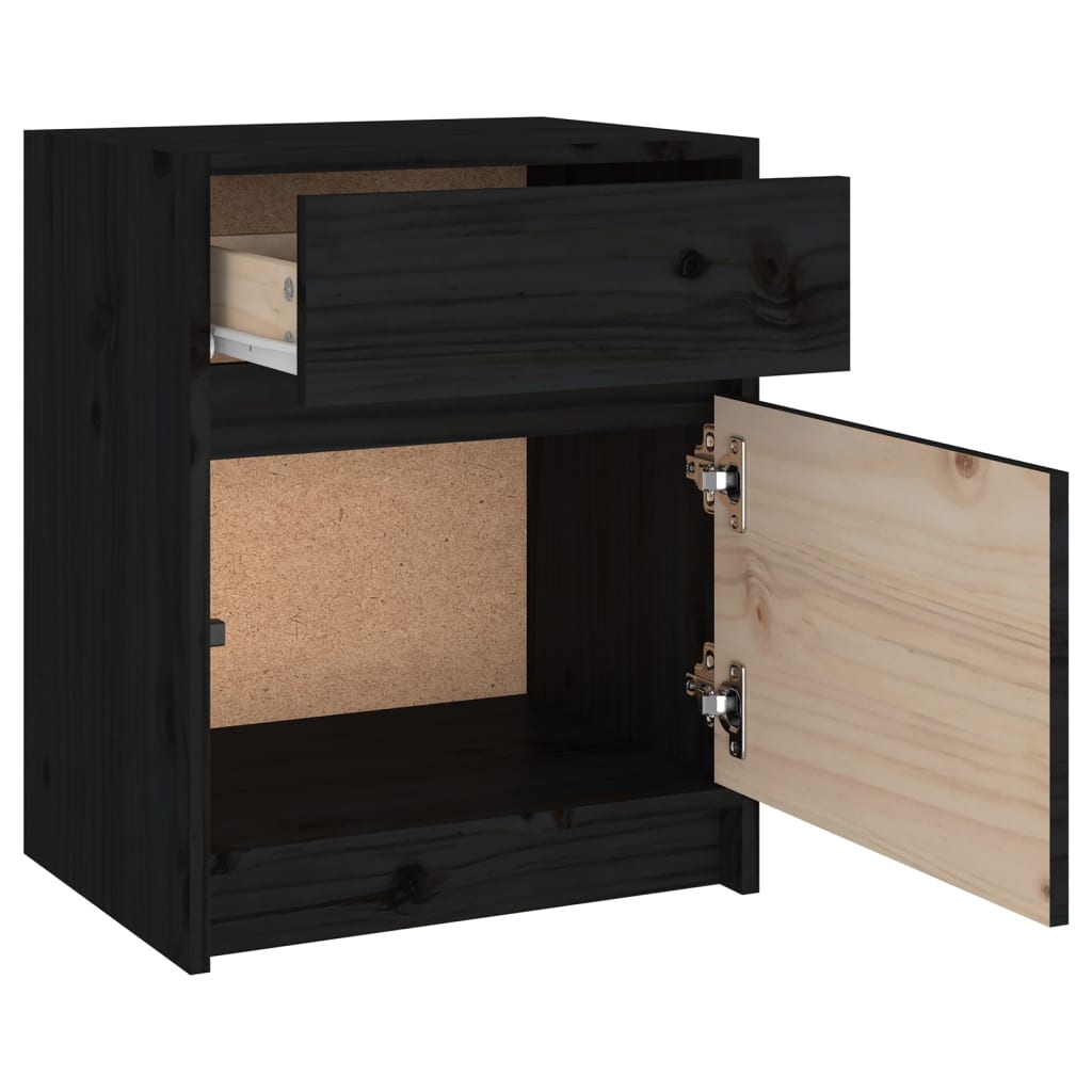 Bedside tables 2 pcs 40x31x50 cm solid pine black