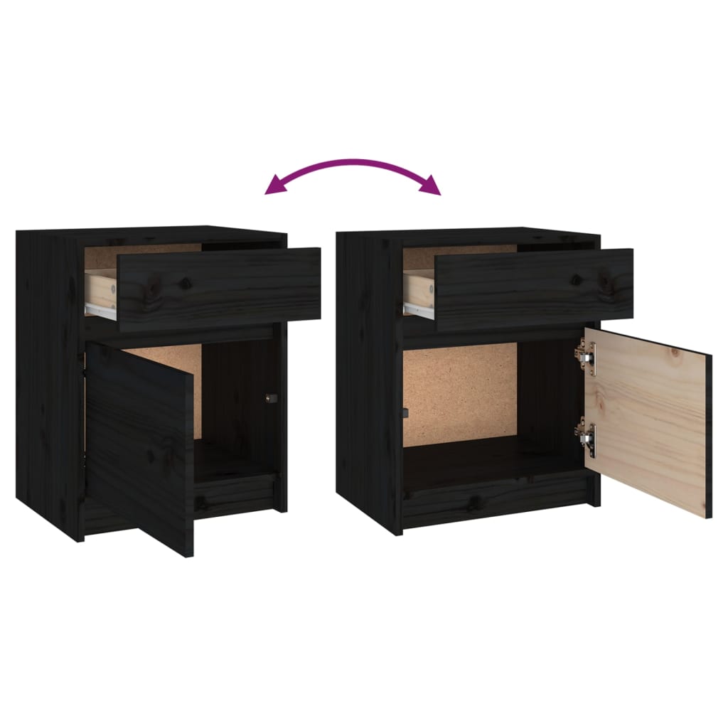 Bedside tables 2 pcs 40x31x50 cm solid pine black
