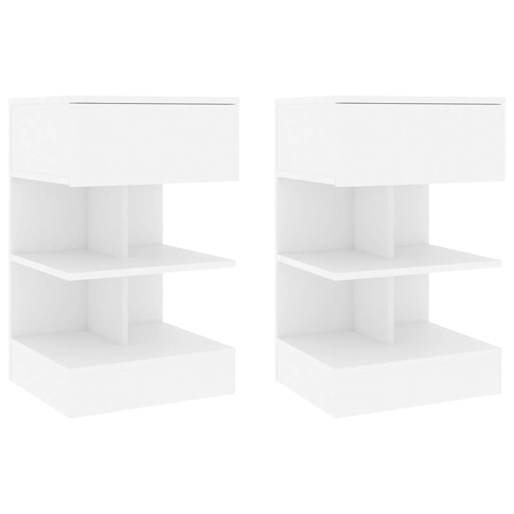 Bedside tables 2 pcs 40x35x65cm wood derivatives white