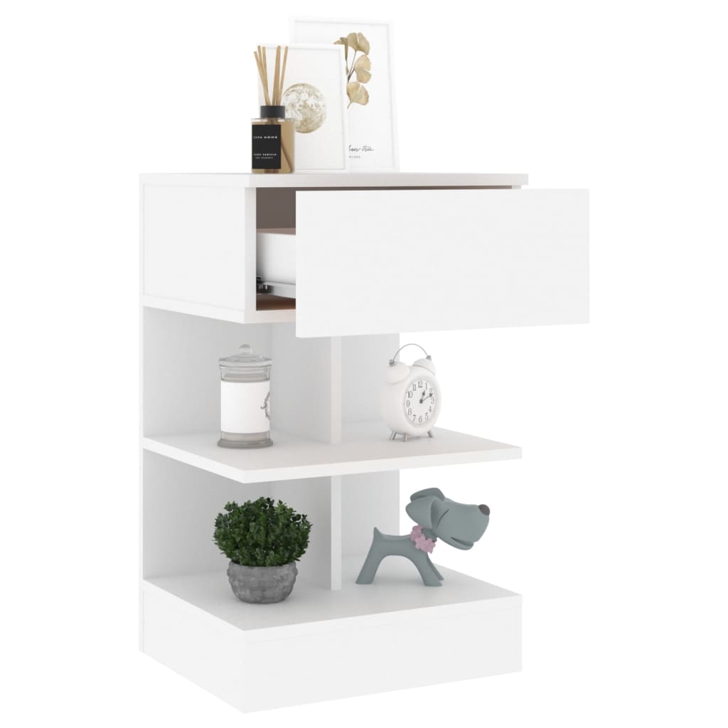 Bedside tables 2 pcs 40x35x65cm wood derivatives white