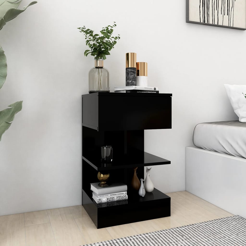 Bedside tables 2 pcs 40x35x65 cm black