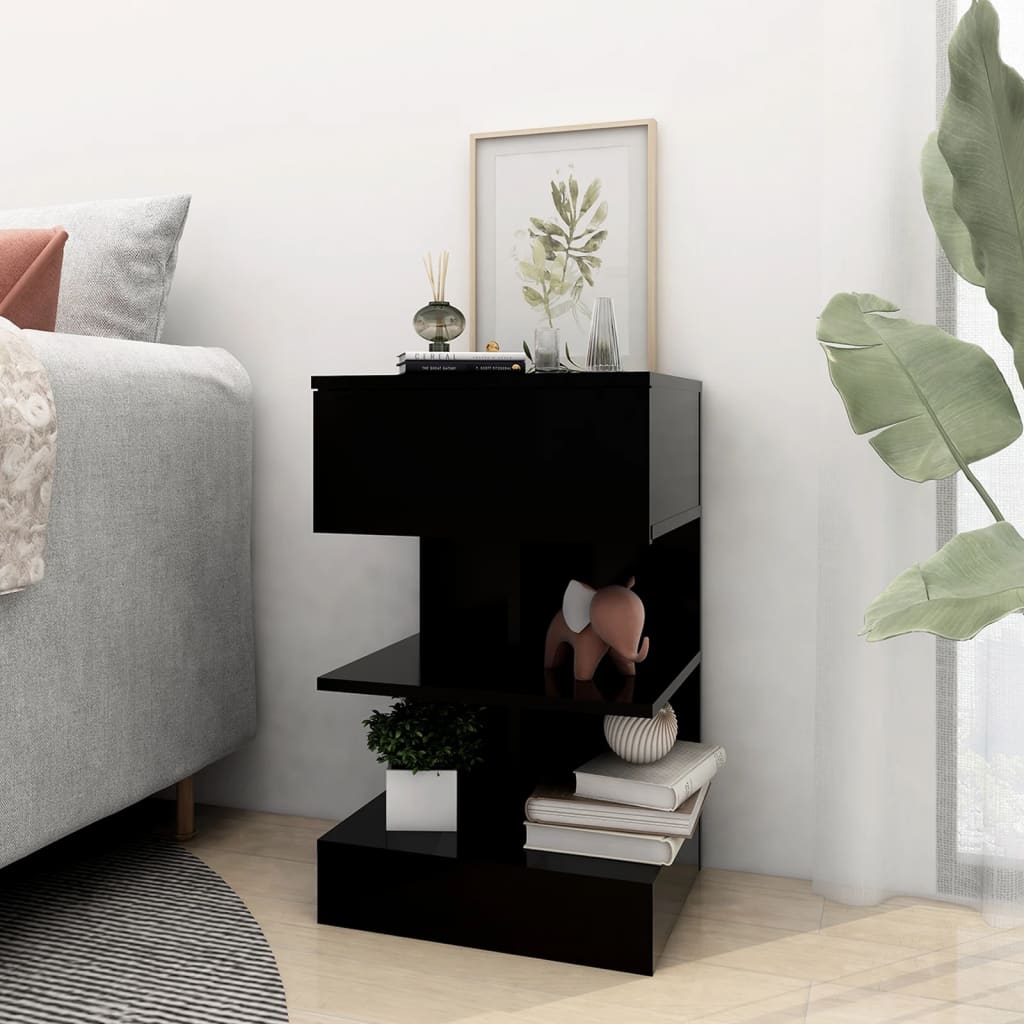 Bedside tables 2 pcs 40x35x65 cm black