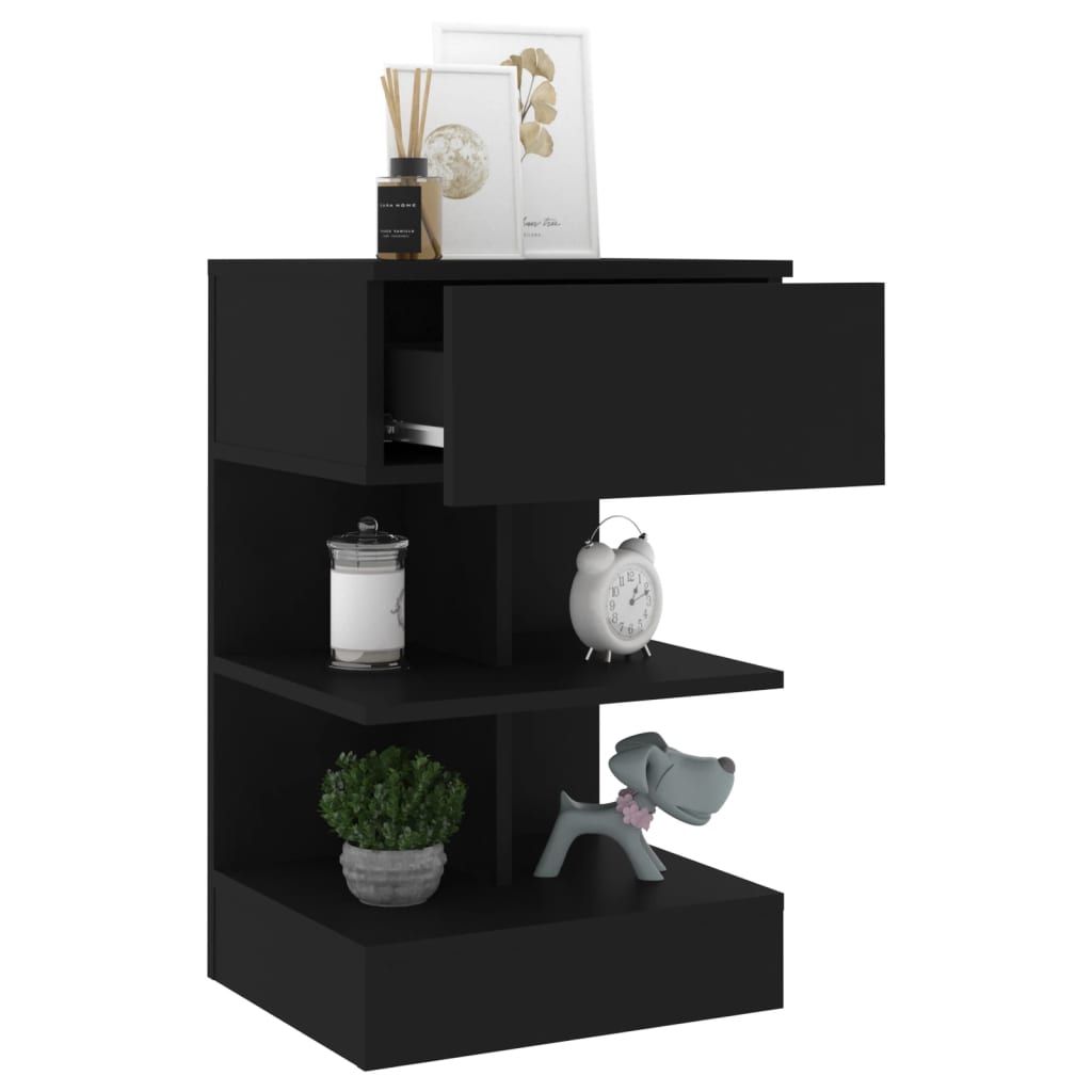 Bedside tables 2 pcs 40x35x65 cm black