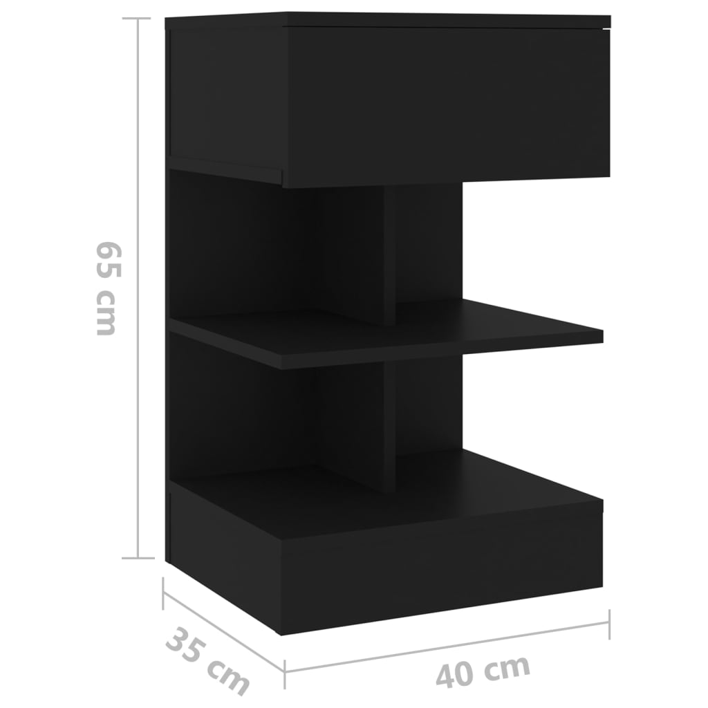 Bedside tables 2 pcs 40x35x65 cm black