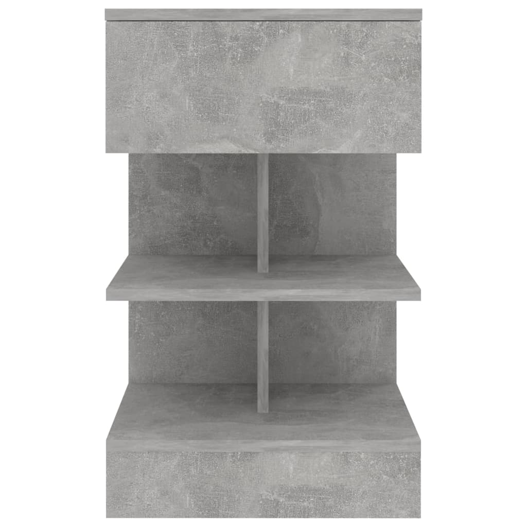 Bedside table made of wood in cement grey