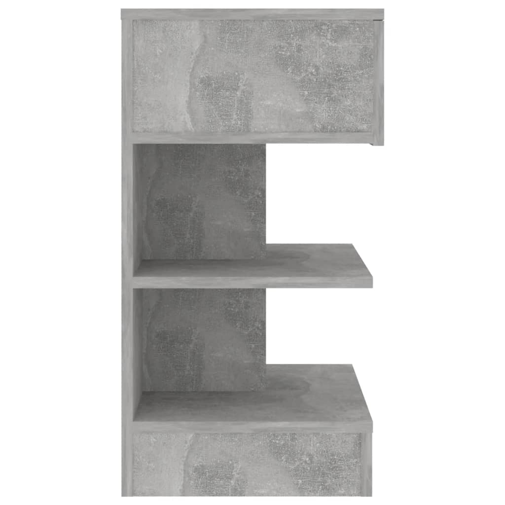 Bedside table made of wood in cement grey