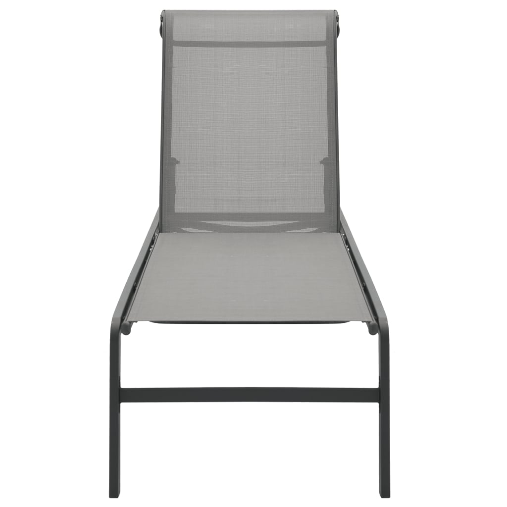 Sun loungers with table 2 pcs textilene and steel