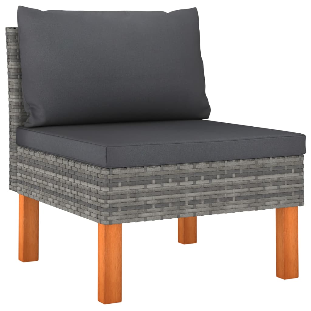 10 pcs conj. lounge jardim vime PE e madeira eucalipto cinzento