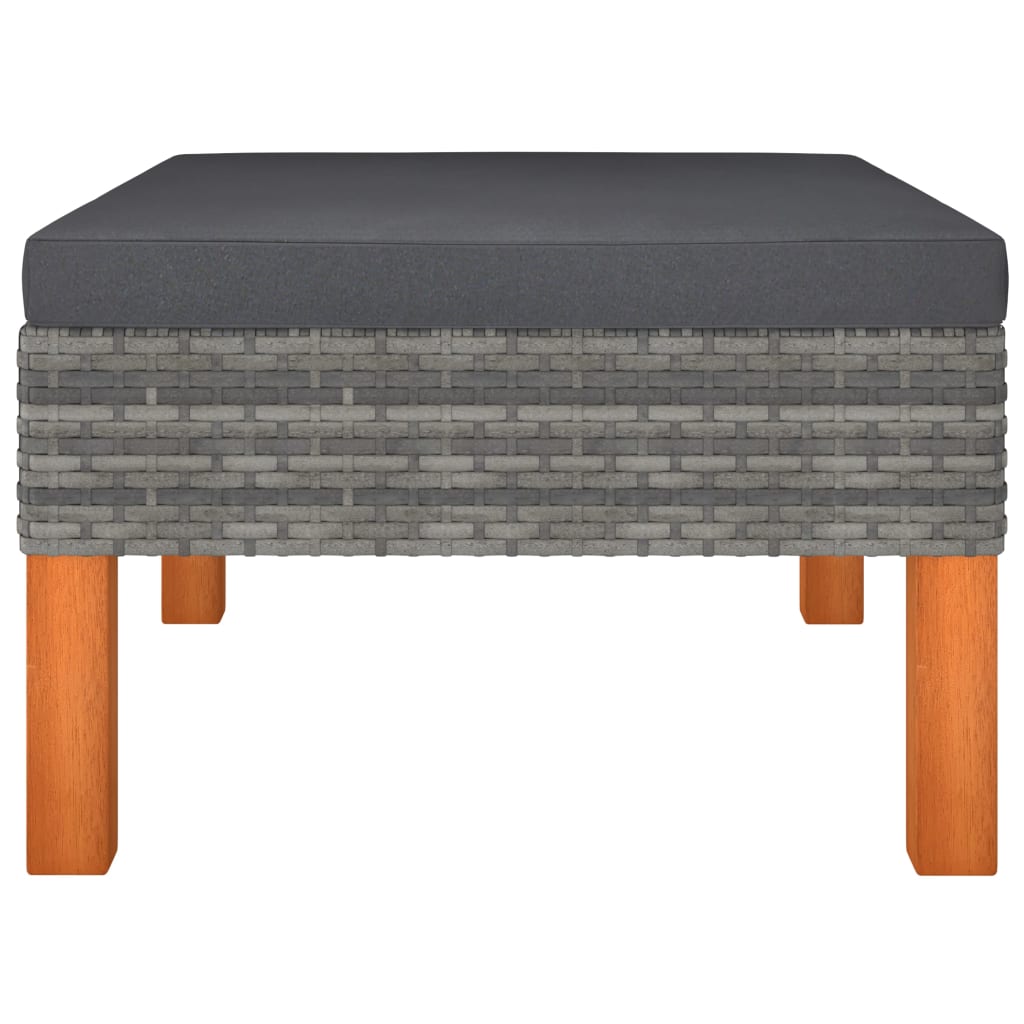 10 pcs conj. lounge jardim vime PE e madeira eucalipto cinzento