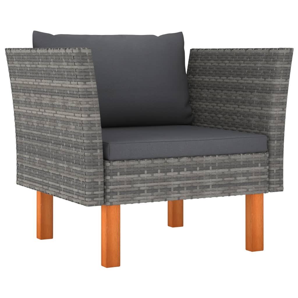 10 pcs conj. lounge jardim vime PE e madeira eucalipto cinzento