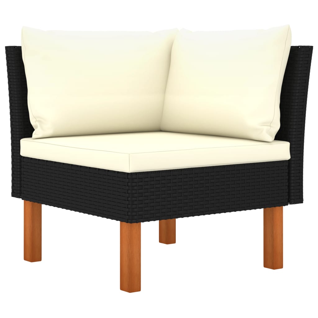 10 pcs conj. lounge jardim vime PE e madeira de eucalipto preto