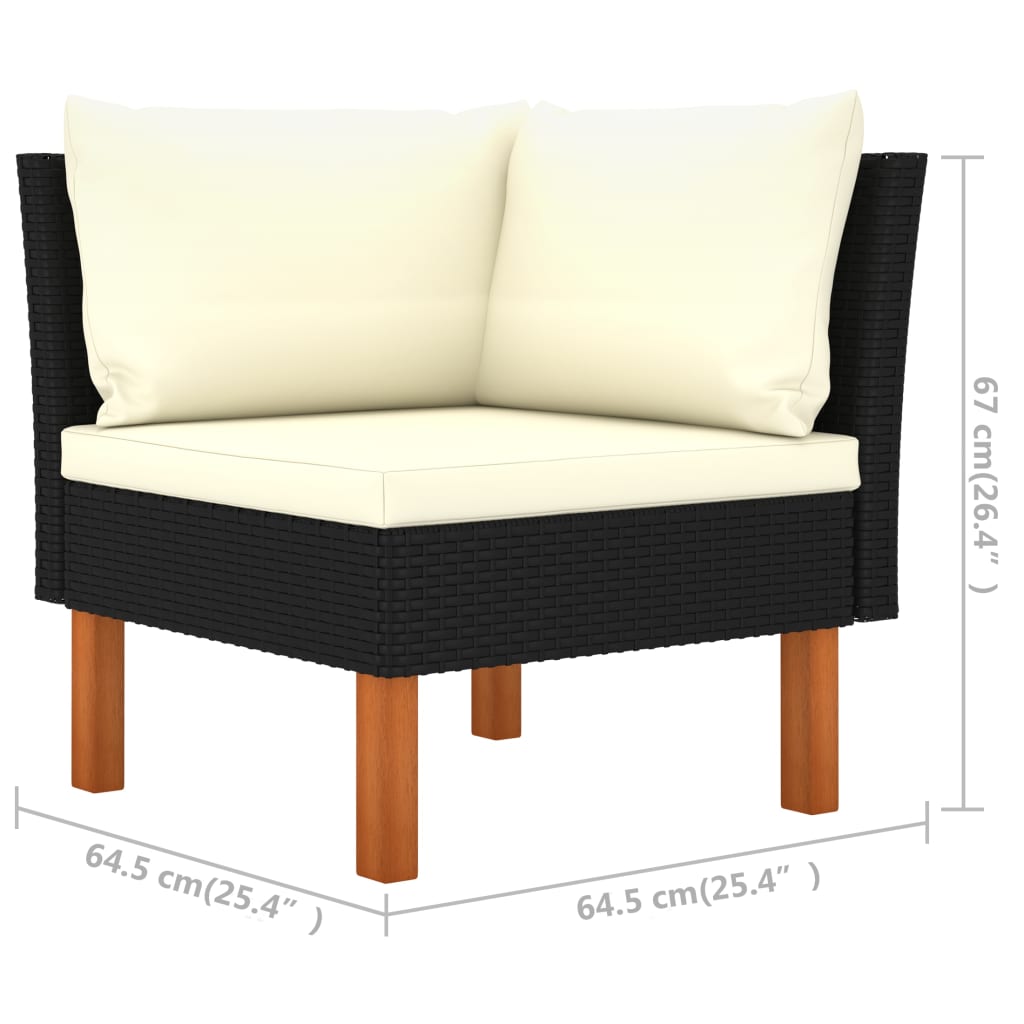 10 pcs conj. lounge jardim vime PE e madeira de eucalipto preto