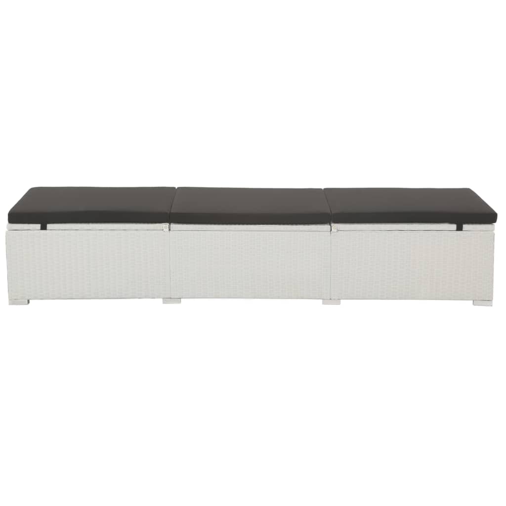 Espreguiçadeira com almofadão preto vime PE branco