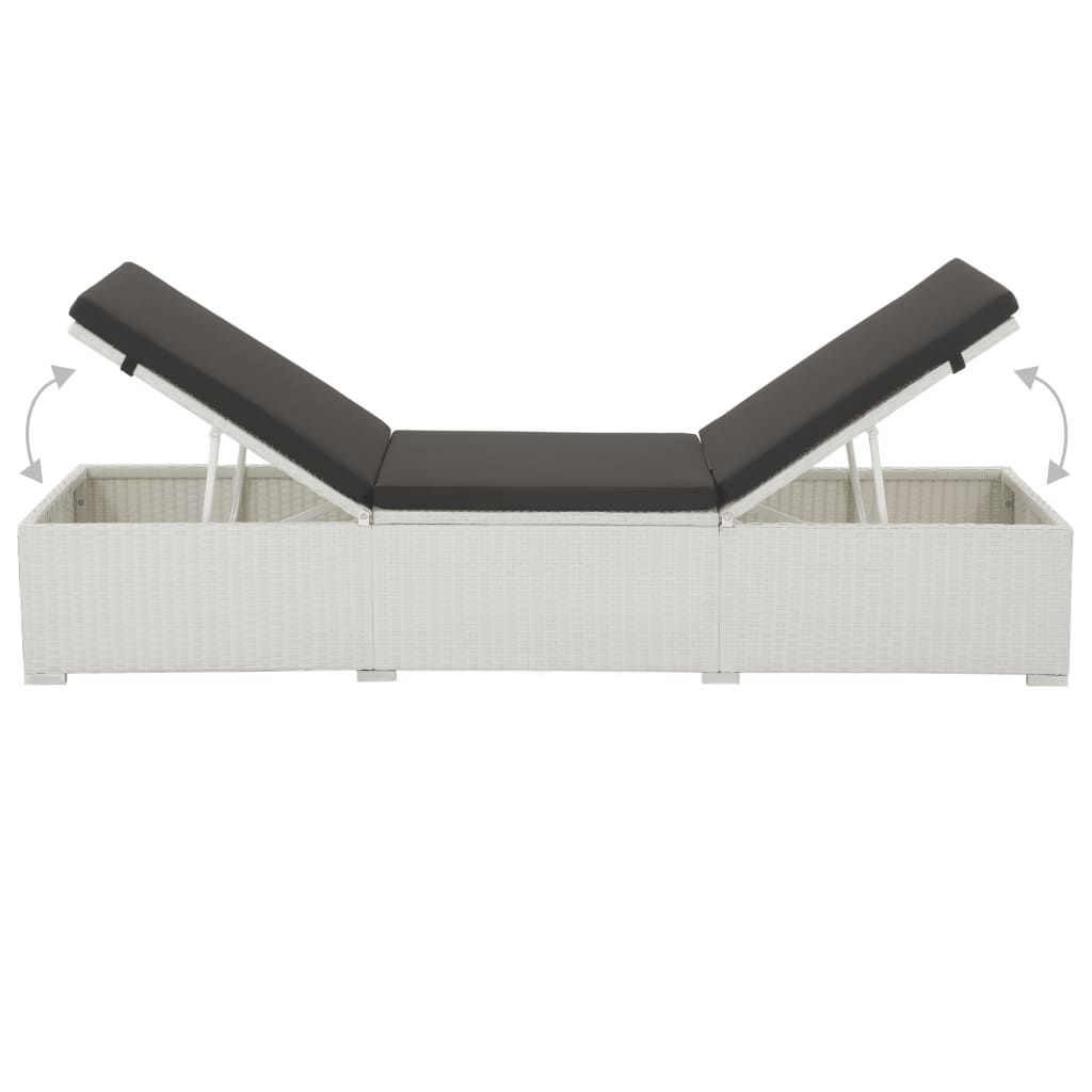 Espreguiçadeira com almofadão preto vime PE branco