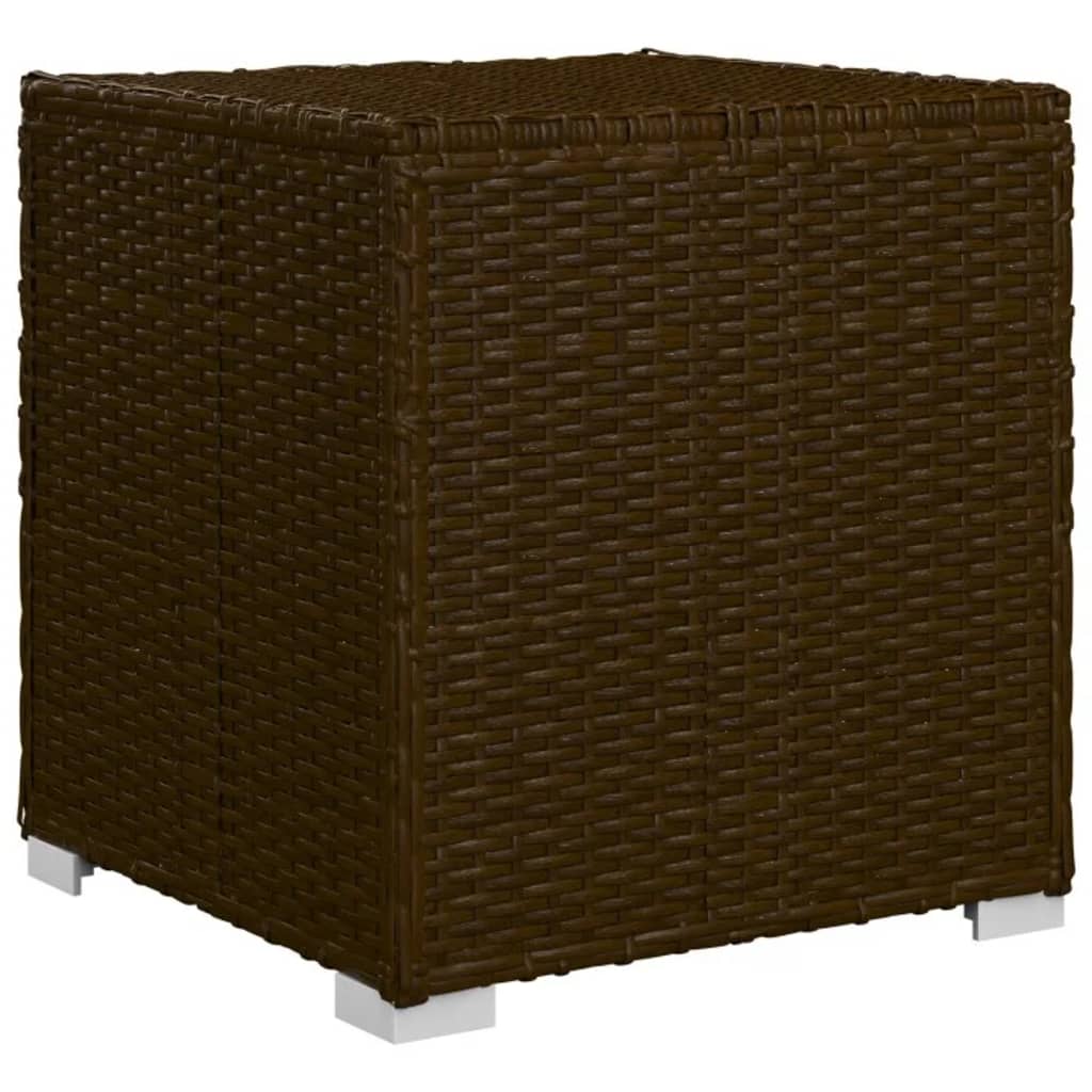 Sun lounger with cushion and coffee table in brown PE wicker