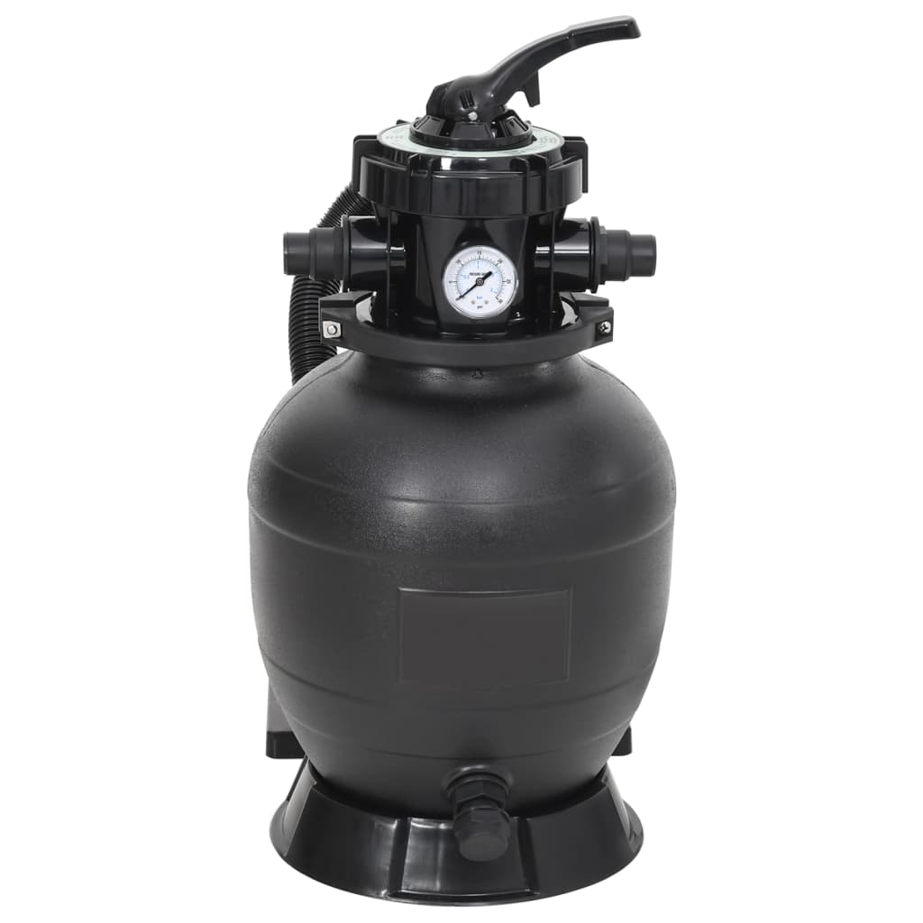 Sand filter for swimming pool with 6-way valve black