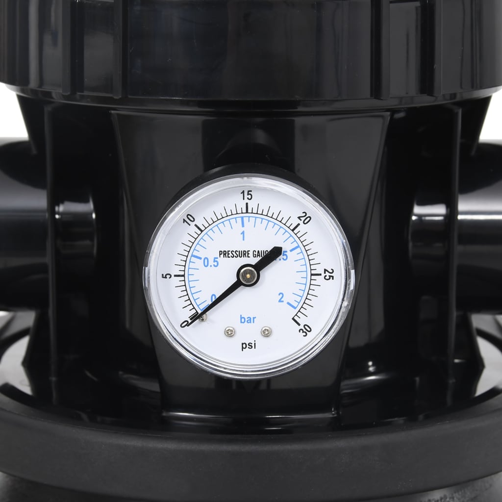 Sand filter for swimming pool with 6-way valve black