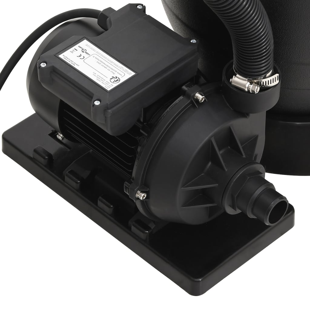 Sand filter for swimming pool with 6-way valve black