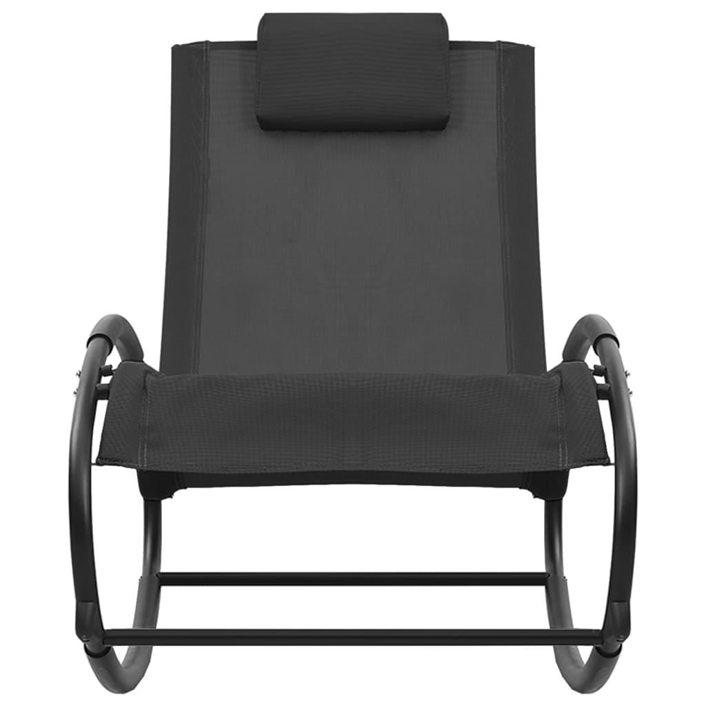 Espreguiçadeira com almofada aço e textilene preto