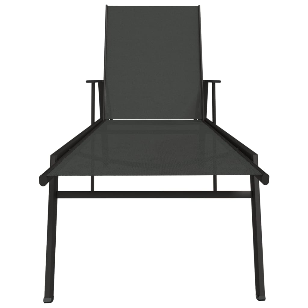 Sun lounger in steel and black textilene