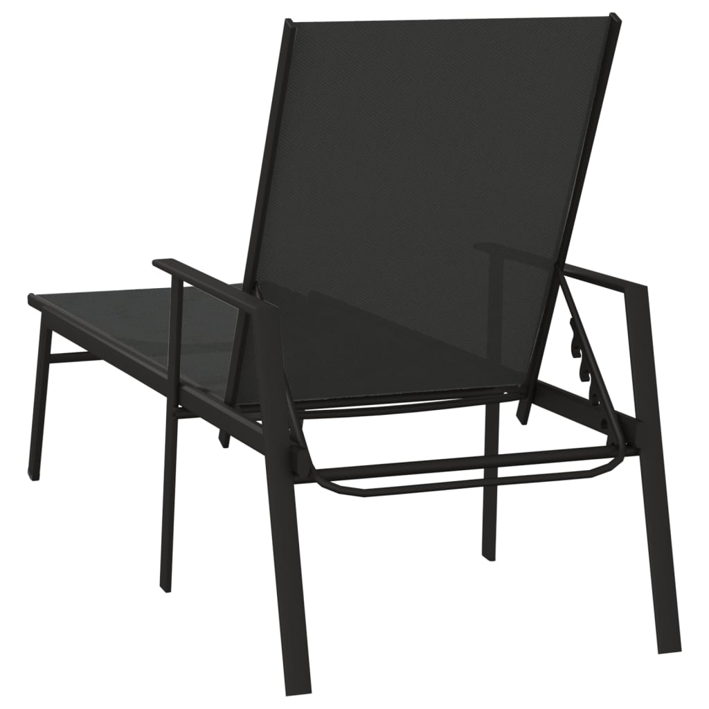 Sun lounger in steel and black textilene