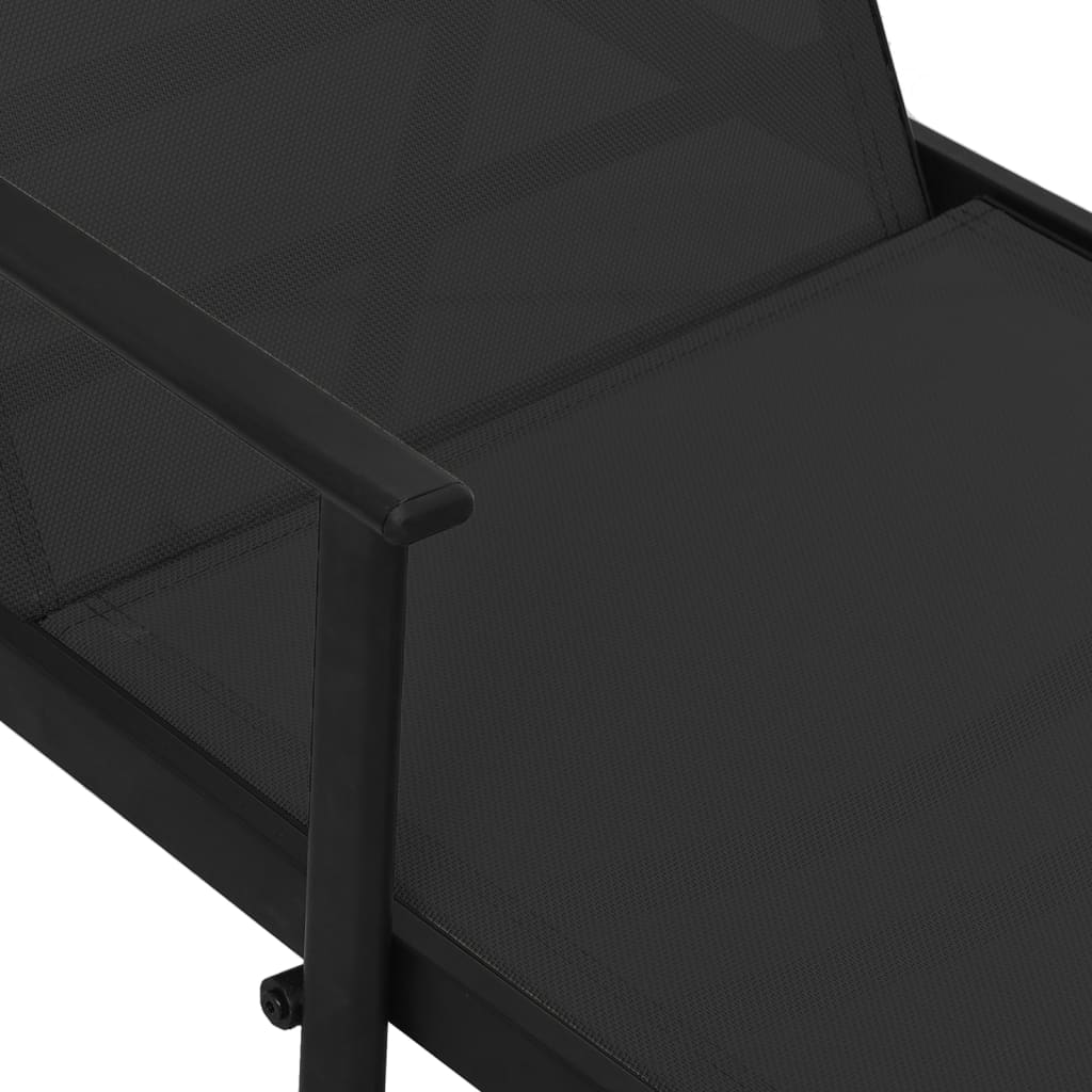 Sun lounger in steel and black textilene