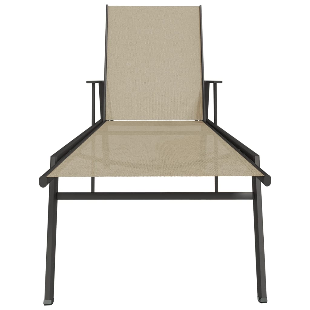 Steel and cream textilene sun lounger