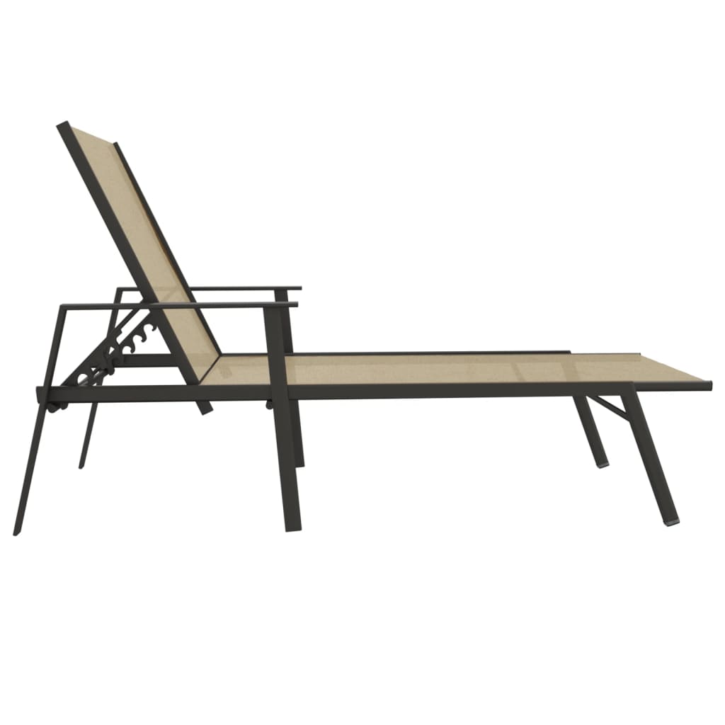 Steel and cream textilene sun lounger