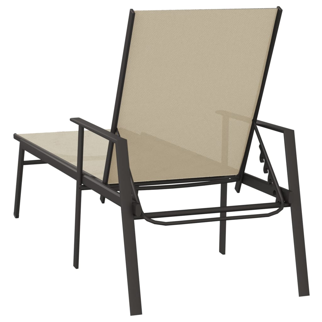 Steel and cream textilene sun lounger