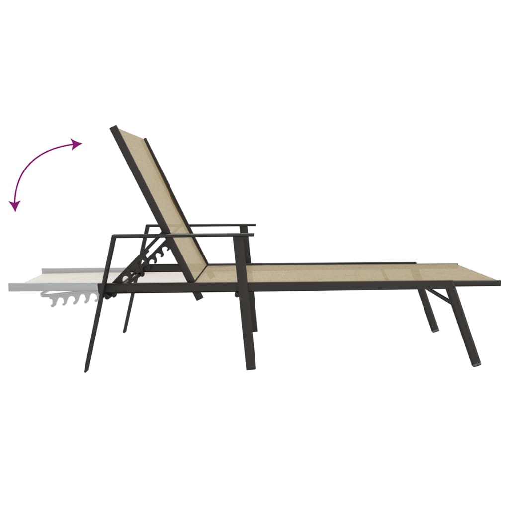Steel and cream textilene sun lounger