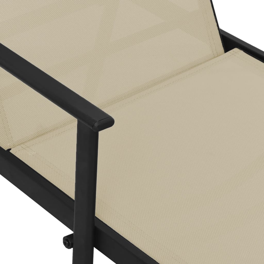 Steel and cream textilene sun lounger