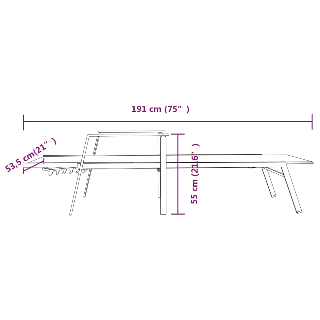 Steel and cream textilene sun lounger