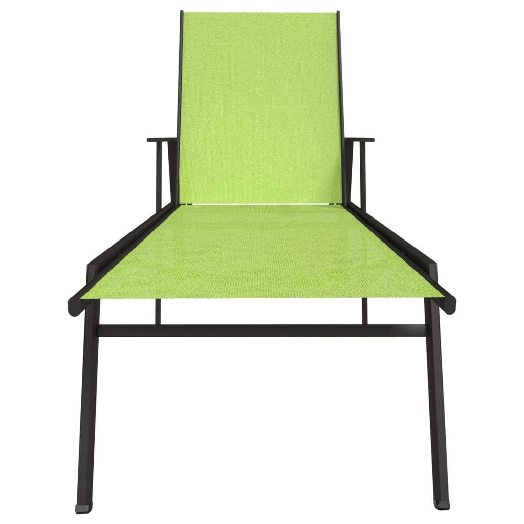 Sun lounger in steel and green textilene
