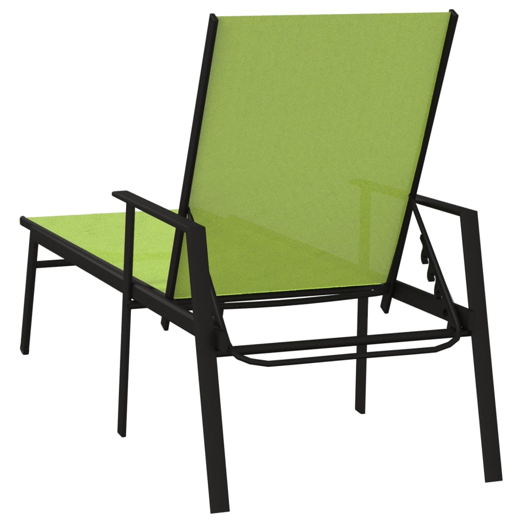 Sun lounger in steel and green textilene