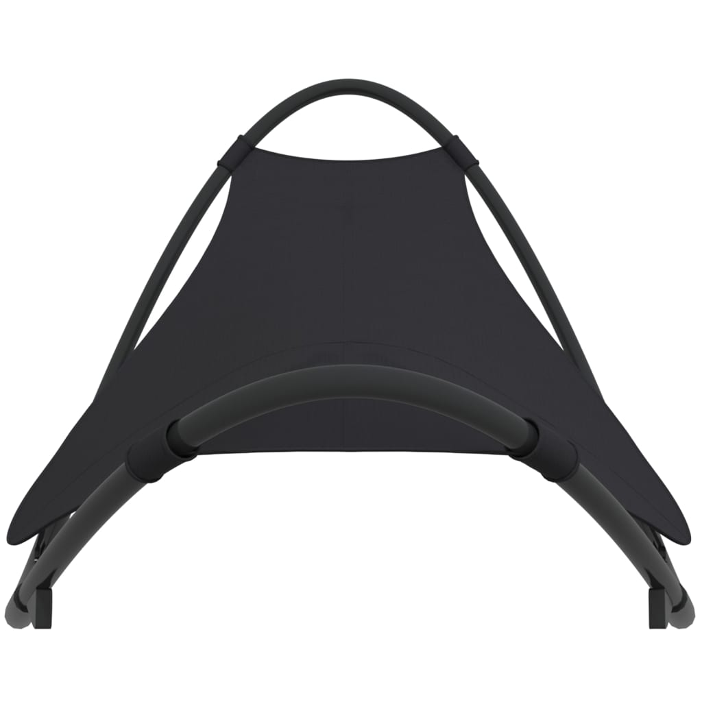 Rocking sun lounger with steel and black textilene wheels