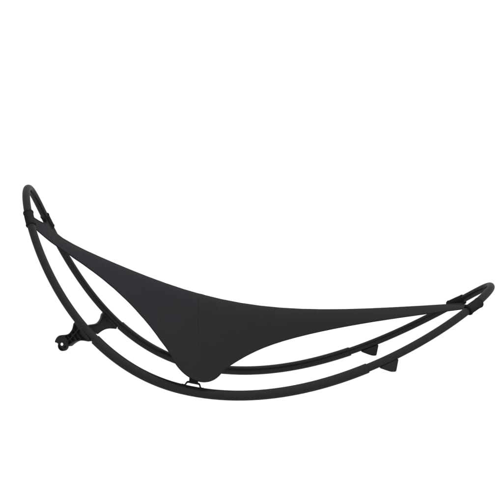 Rocking sun lounger with steel and black textilene wheels