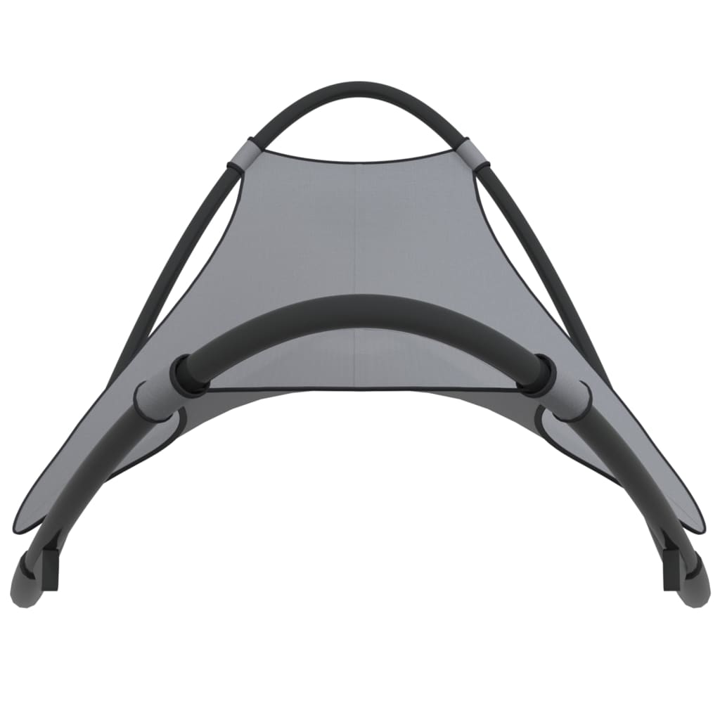 Rocking sun lounger with steel and grey textilene wheels