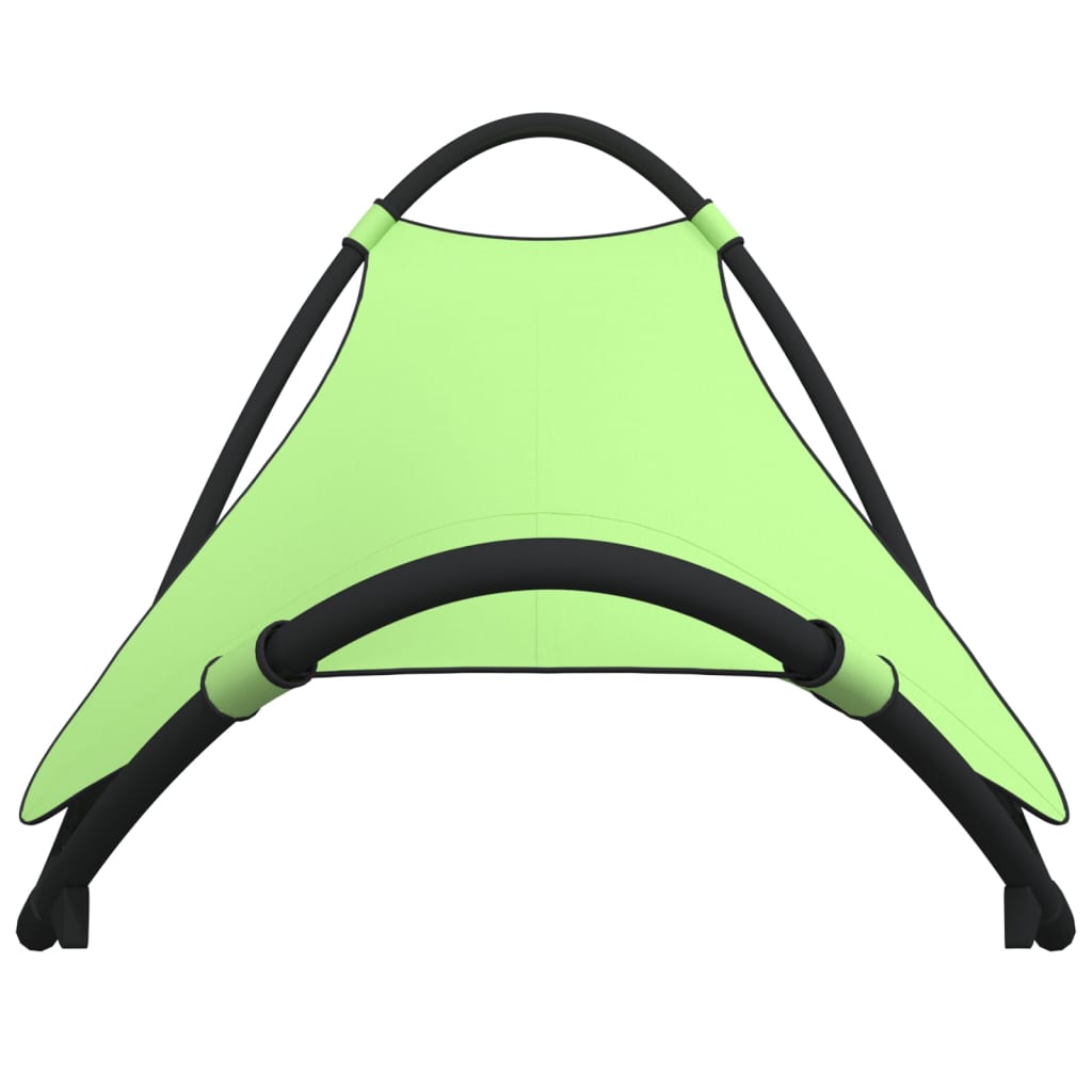 Rocking sun lounger with steel and green textilene wheels