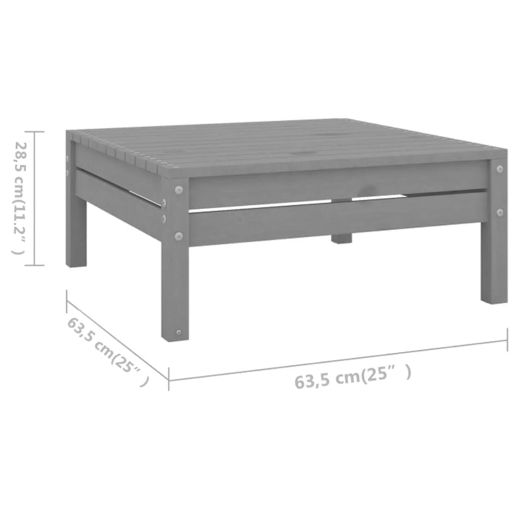 10 pcs conjunto lounge de jardim pinho maciço cinzento