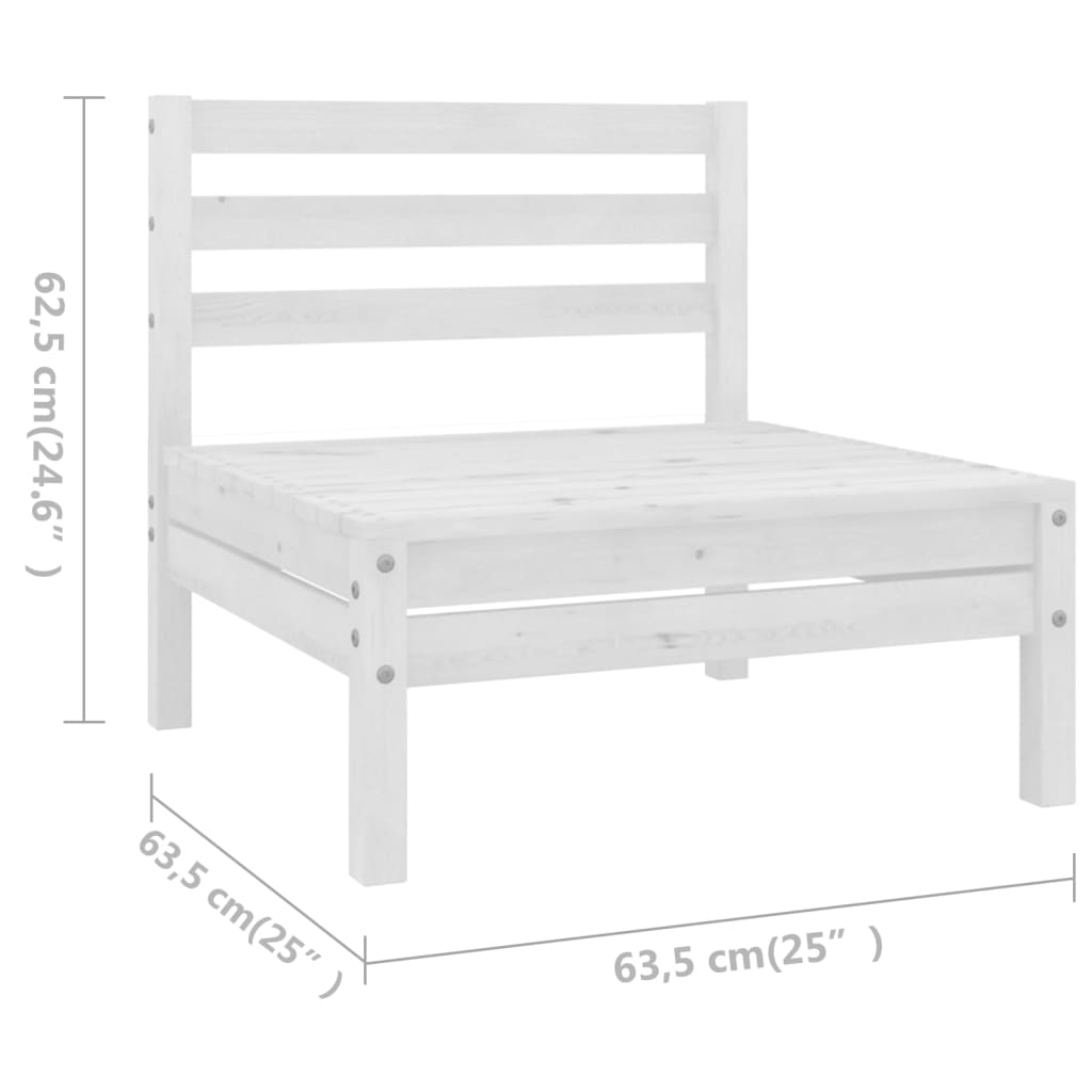 10 pcs conjunto lounge de jardim pinho maciço branco