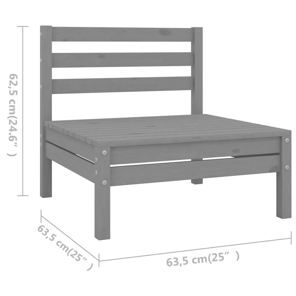 10 pcs conjunto lounge de jardim pinho maciço cinzento