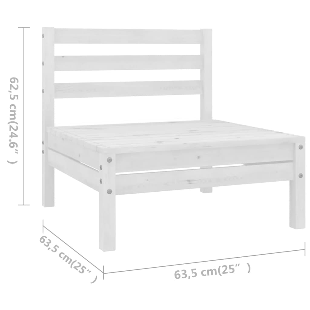 10 pcs conjunto lounge de jardim pinho maciço branco