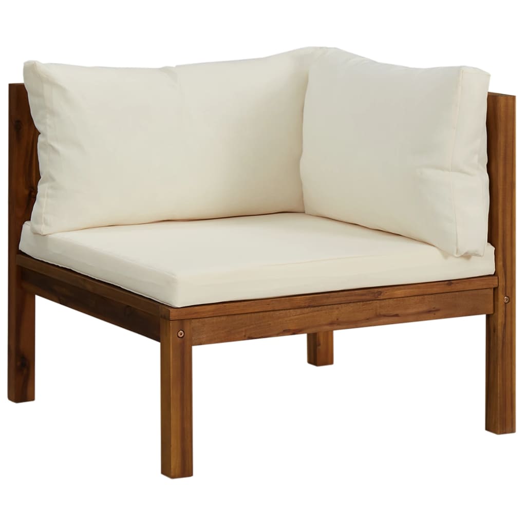 10 pcs conjunto lounge jardim c/ almofadões creme acácia maciça