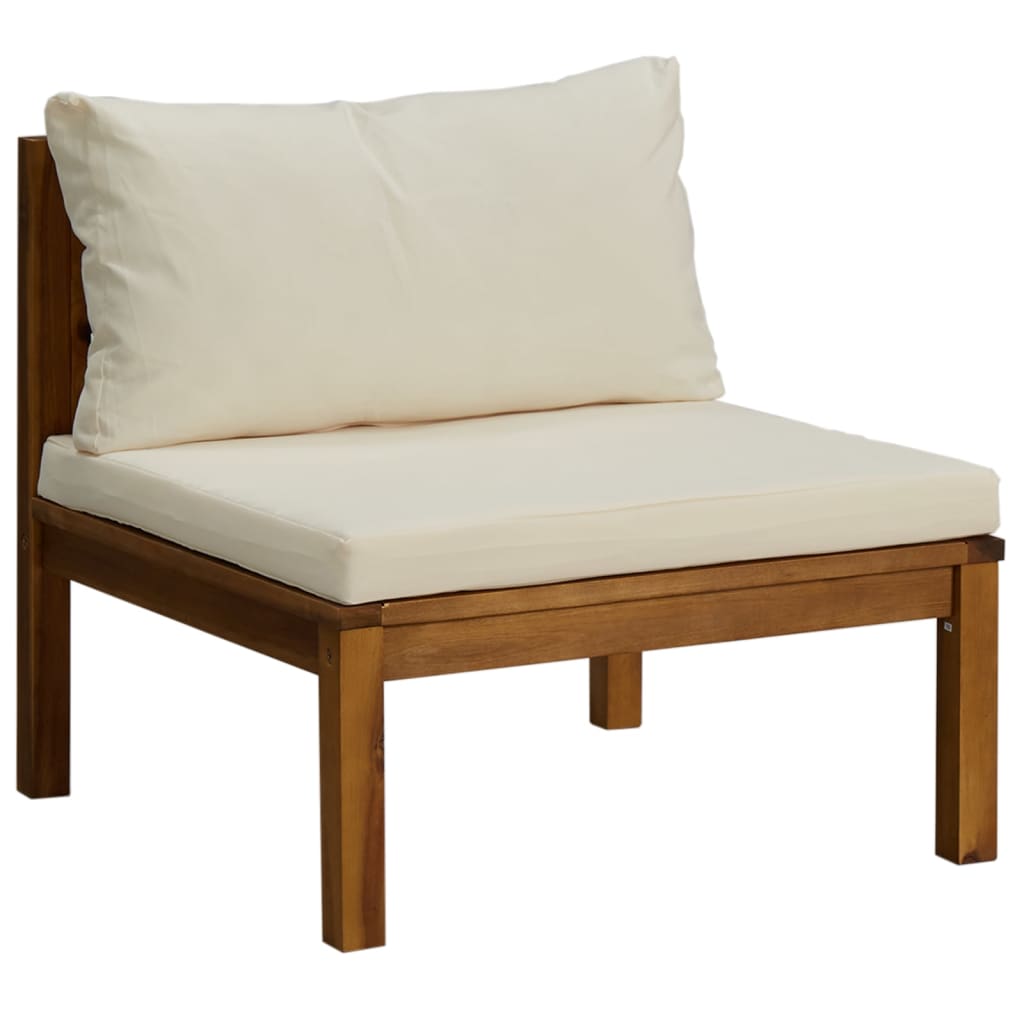 10 pcs conjunto lounge jardim c/ almofadões creme acácia maciça