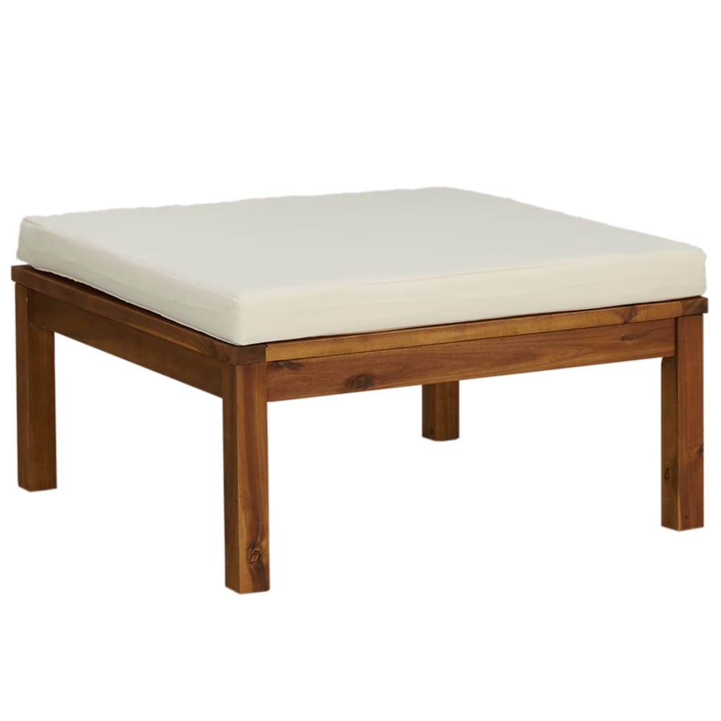 10 pcs conjunto lounge jardim c/ almofadões creme acácia maciça