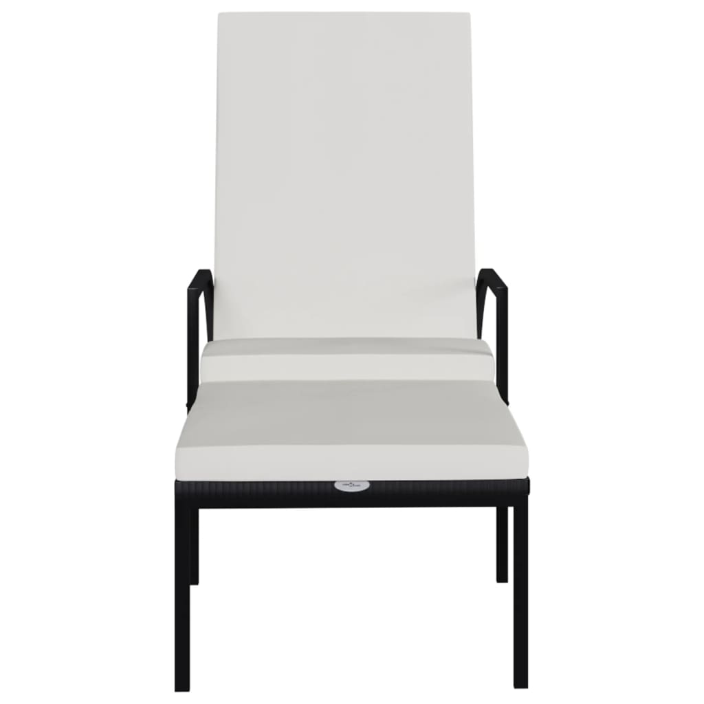 Sun loungers with footrests 2 pcs PE rattan black
