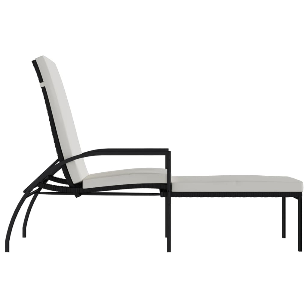 Sun loungers with footrests 2 pcs PE rattan black