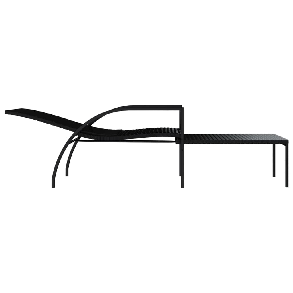 Sun loungers with footrests 2 pcs PE rattan black