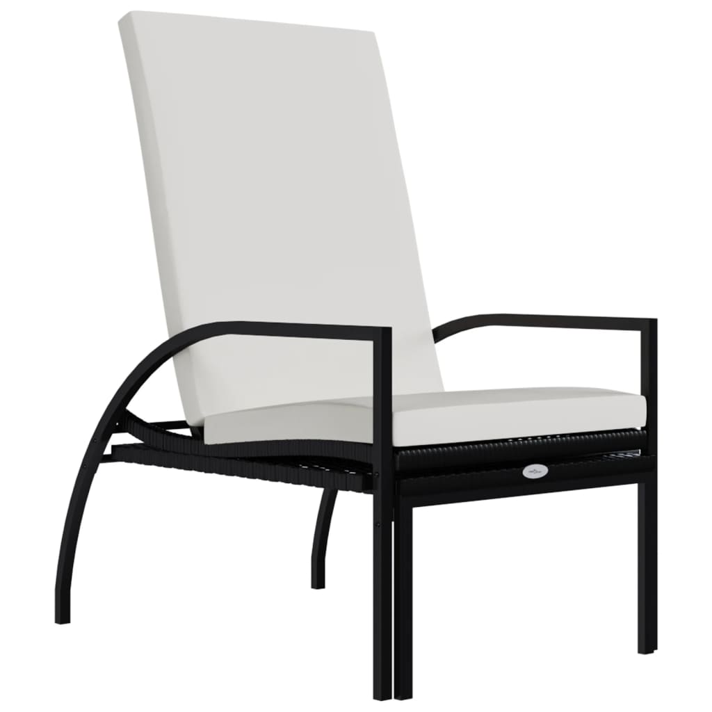 Sun loungers with footrests 2 pcs PE rattan black