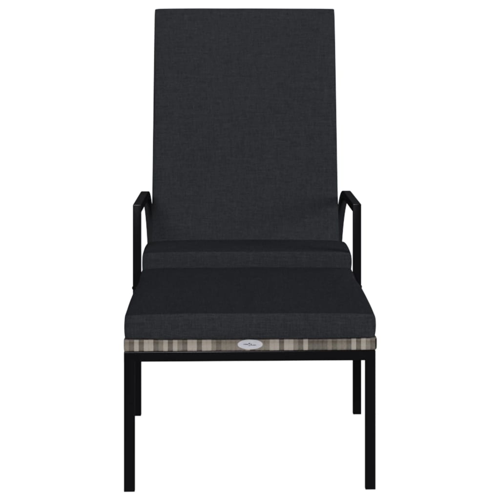 Sun loungers with footrests 2 pcs PE rattan grey